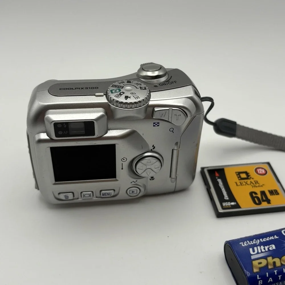 Nikon Coolpix 3100 3.2MP Silver Digital Camera W/ Memory Card & Battery